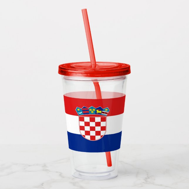 Copo De Acrílico Tumbler Acriílico Patriótico com bandeira da Croác (Esquerda)