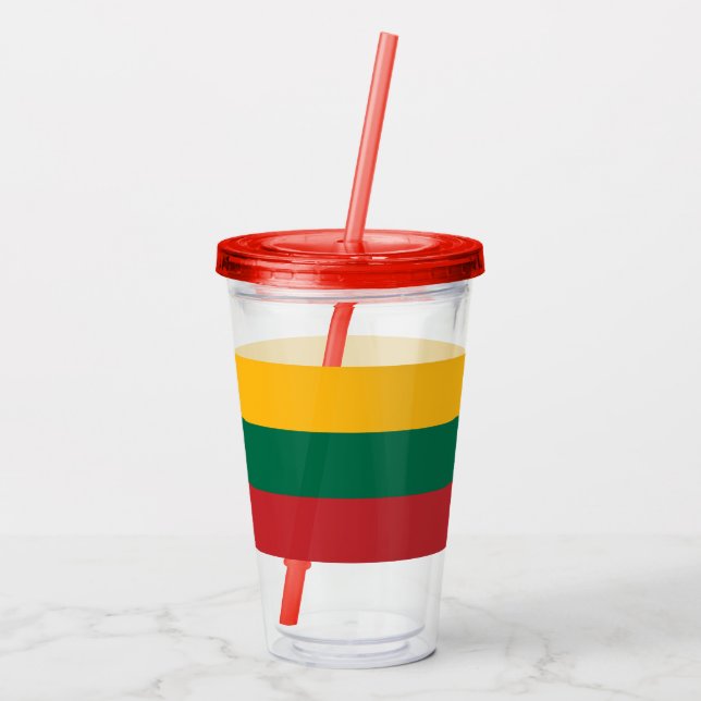 Copo De Acrílico Tumbler Acriílico Patriótico com bandeira da Lituâ (Verso)