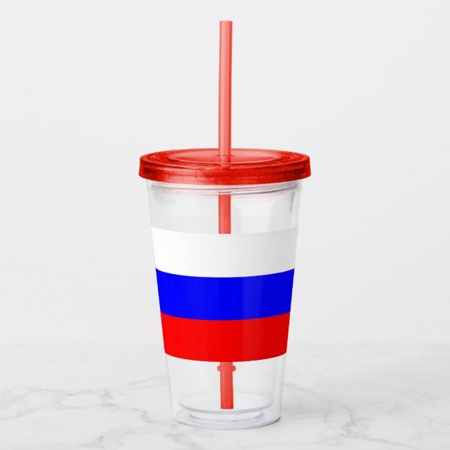 Copo De Acrílico Tumbler Acriílico Patriótico com bandeira da Rússi (Frente)