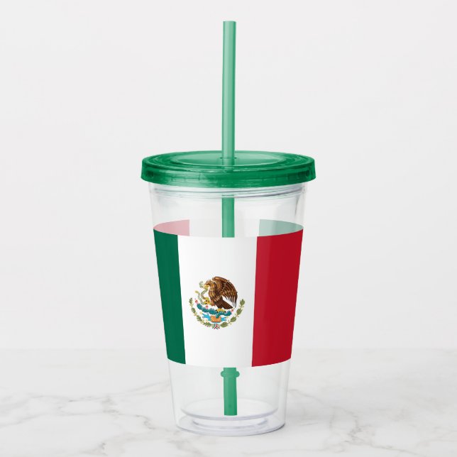 Copo De Acrílico Tumbler Acriílico Patriótico com bandeira do Méxic (Frente)