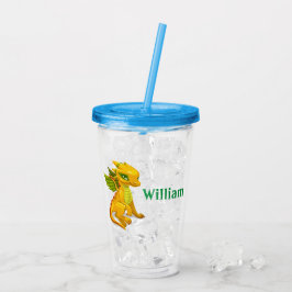 Copo De Acrílico Tumbler Acrílico Amarelo Dragão Personalizado para