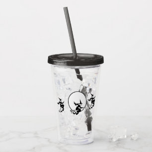 Copo De Acrílico Tumbler acrílico - bruxas e Lua cheia do vôo
