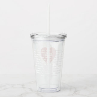 Copo De Acrílico Tumbler Acrílico com Amor Multilíngue Rosa