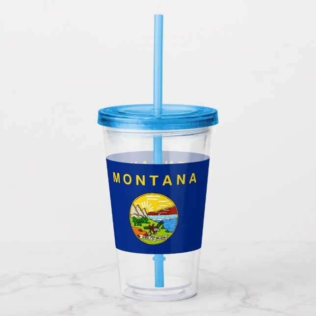 Copo De Acrílico Tumbler acrílico com bandeira de Montana (Frente)