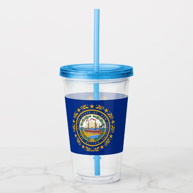Copo De Acrílico Tumbler acrílico com bandeira de New Hampshire (Frente)