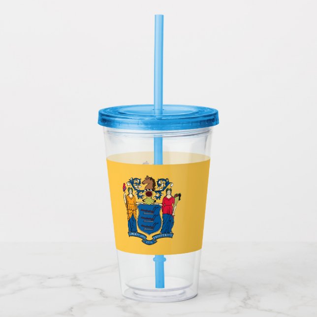 Copo De Acrílico Tumbler acrílico com bandeira de Nova Jersey (Frente)