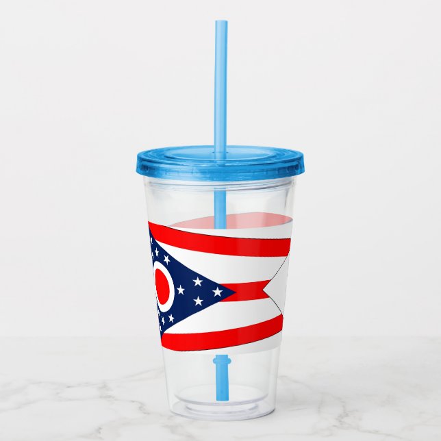 Copo De Acrílico Tumbler acrílico com bandeira de Ohio (Frente)