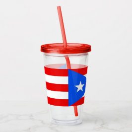 Copo De Acrílico Tumbler acrílico com bandeira de Porto Rico