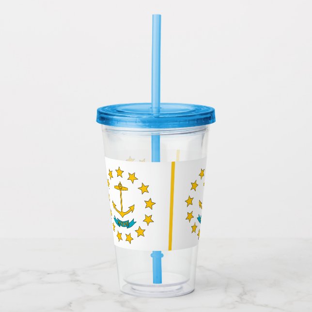 Copo De Acrílico Tumbler acrílico com bandeira de Rhode Island (Frente)