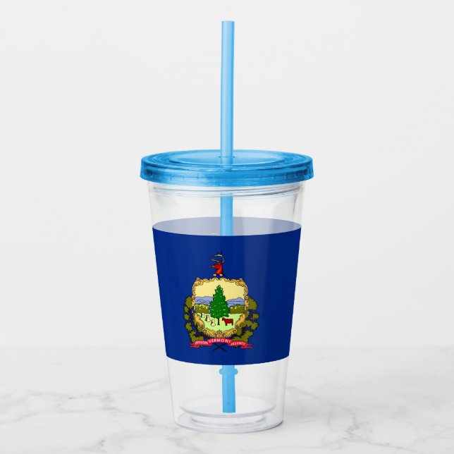 Copo De Acrílico Tumbler acrílico com bandeira de Vermont (Frente)