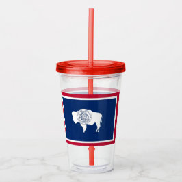 Copo De Acrílico Tumbler acrílico com bandeira do Estado de Wyoming