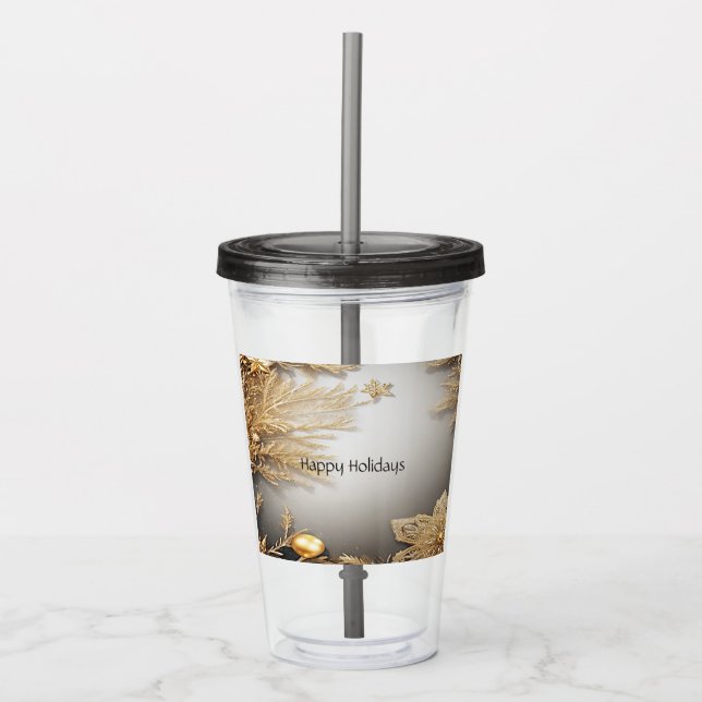 Copo De Acrílico Tumbler Acrílico de Feriado Dourado Único (Frente)