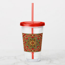 Copo De Acrílico Tumbler Acrílico de Feriado Dourado Vermelho