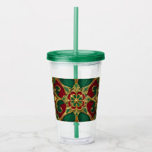 Tumbler Acrílico de Feriado Vermelho Verde