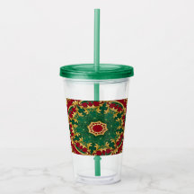 Tumbler Acrílico de Feriado Vermelho Verde