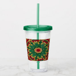 Copo De Acrílico Tumbler Acrílico de Feriado Vermelho Verde