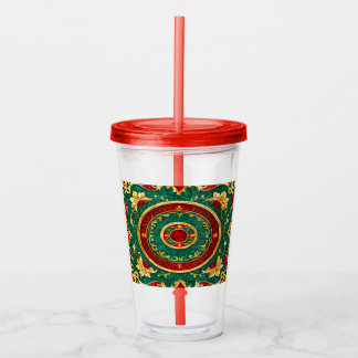 Copo De Acrílico Tumbler Acrílico de Férias Floral Decorativo