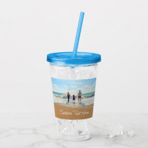 Copo De Acrílico Tumbler Acrílico de Texto Fotográfico Personalizad