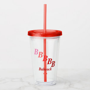 Copo De Acrílico Tumbler acrílico - Iniciais sombreados, nome em a