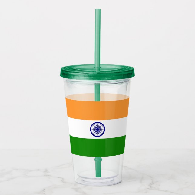Copo De Acrílico Tumbler Acrílico Patriótico com bandeira da Índia (Frente)