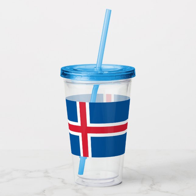 Copo De Acrílico Tumbler Acrílico Patriótico com bandeira da Islând (Verso)