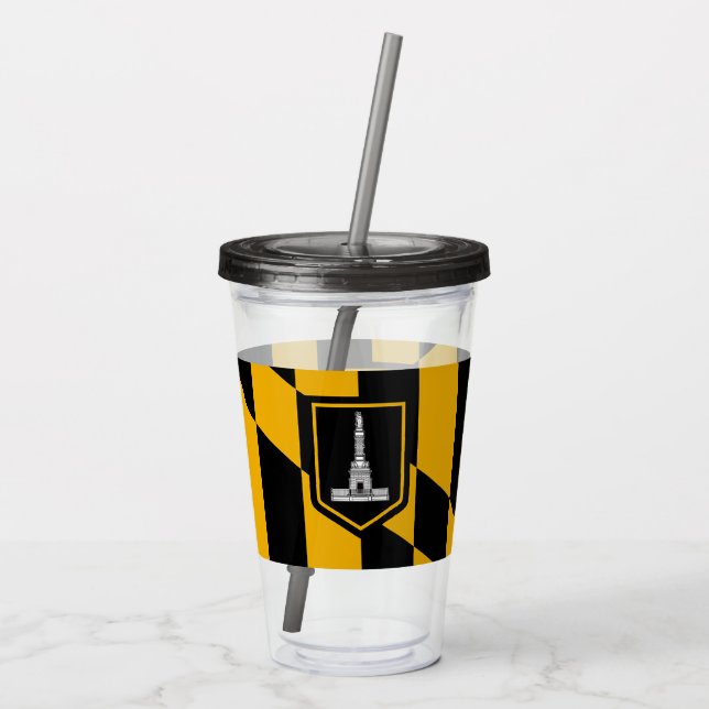 Copo De Acrílico Tumbler Acrílico Patriótico com bandeira de Baltim (Verso)
