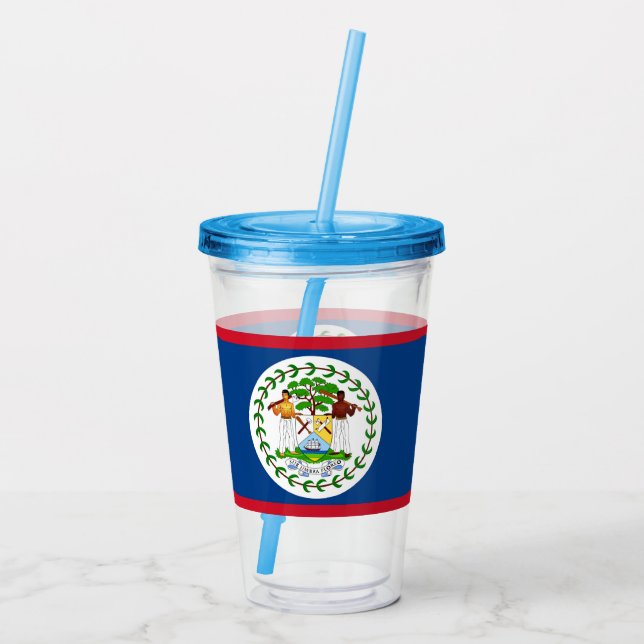 Copo De Acrílico Tumbler Acrílico Patriótico com bandeira de Belize (Verso)