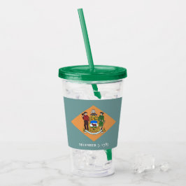 Copo De Acrílico Tumbler Acrílico Patriótico com bandeira de Delawa