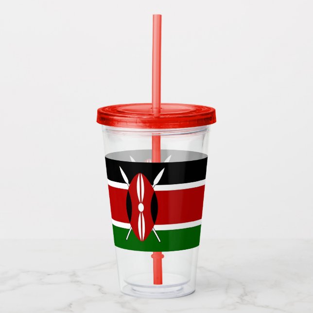 Copo De Acrílico Tumbler Acrílico Patriótico com bandeira do Quênia (Frente)