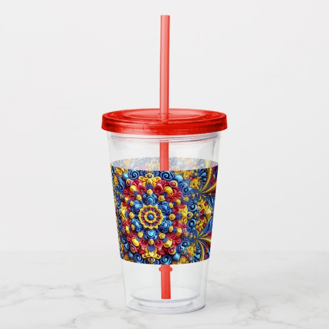 Copo De Acrílico Tumbler Acrílico Patriótico com Cores Romenas (Frente)