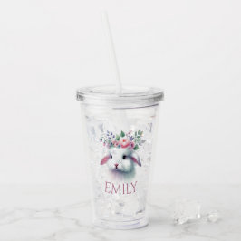 Copo De Acrílico Tumbler Acrílico Personalizado - Coelhinho Floral