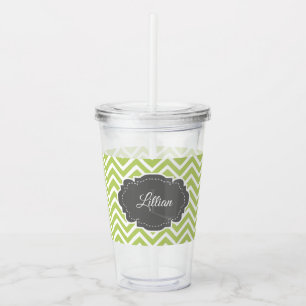 Copo De Acrílico Tumbler Acrílico Personalizado em Chevron Verde