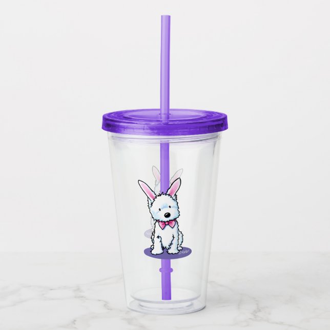 Copo De Acrílico Tumbler Acrílico Westie da Páscoa KiniArt (Frente)