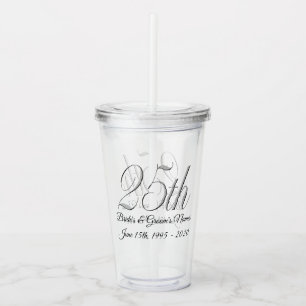 Copo De Acrílico Tumbler - Aniversário de Casamento de 25 personali