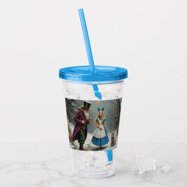 Copo De Acrílico Tumbler azul-de-Alice azul (Gelo frontal)