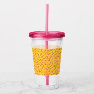 Copo De Acrílico Tumbler Cor-de-rosa e amarelo pronto para o verão