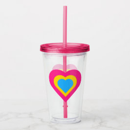 Copo De Acrílico Tumbler de Acrílico Coração Pansexual Empilhado