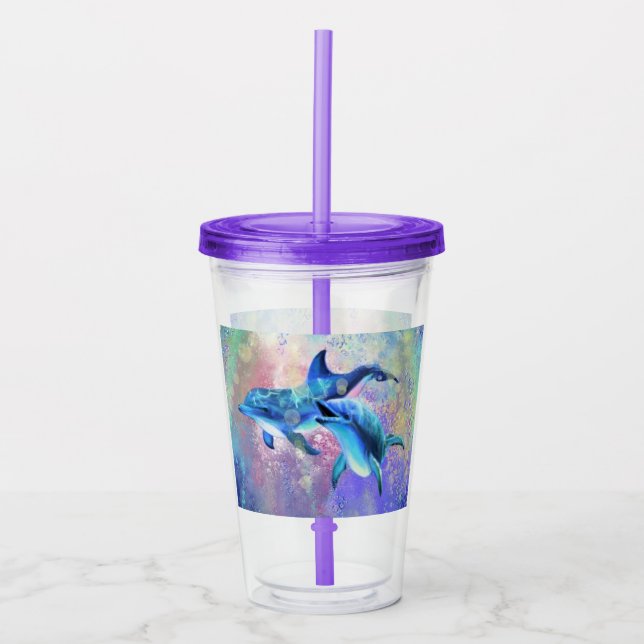 Copo De Acrílico Tumbler de acrílico de golfinho (Frente)