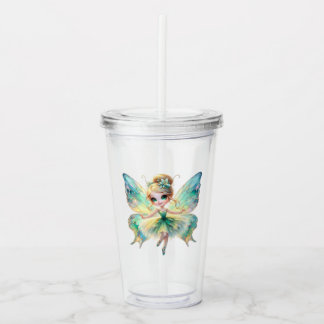 Copo De Acrílico Tumbler de Acrílico Fada em Aquarela