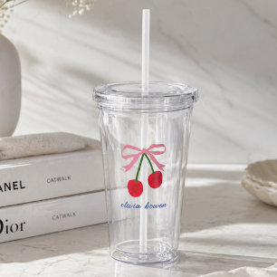 Copo De Acrílico Tumbler de Acrílico   Laço Charmoso de Cereja Fofo