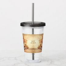 Tumbler de Acrílico Poinsettia Dourada