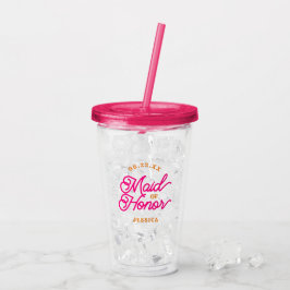 Copo De Acrílico Tumbler de Acrílico Rosa Moderno Letra Cursiva Dam