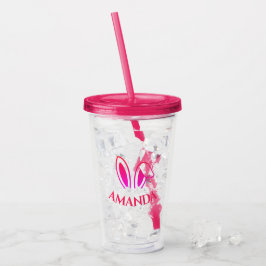 Copo De Acrílico Tumbler de acrílico rosa personalizado com orelhas