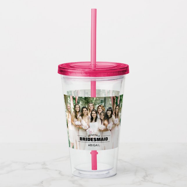 Copo De Acrílico Tumbler de Foto Bridal da Bridesmaid Personalizada (Frente)