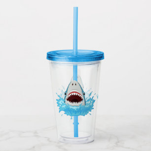 Copo De Acrílico Tumbler de nome personalizado de tubarão engraça