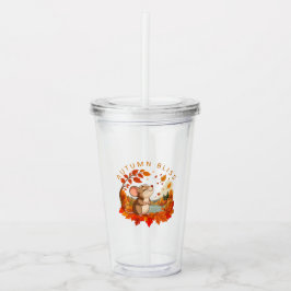 Copo De Acrílico Tumbler de Outono Feliz Ratinho Fofo