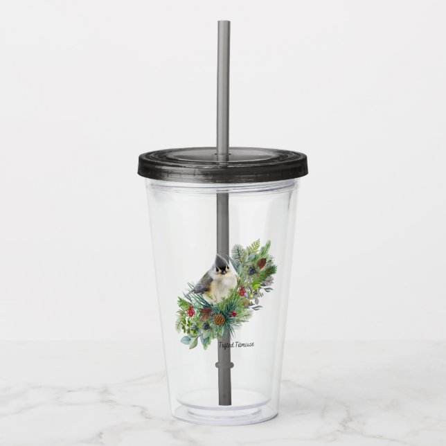 Copo De Acrílico Tumbler de pássaro tufado (Frente)