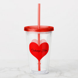 Copo De Acrílico Tumbler Design do Coração Vermelho Personalizado