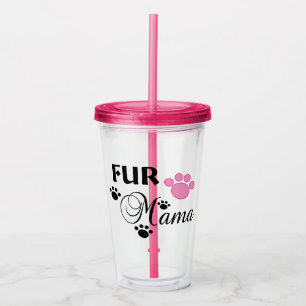 Copo De Acrílico Tumbler do Mama Com Cor-de-rosa Pata Acrílico da