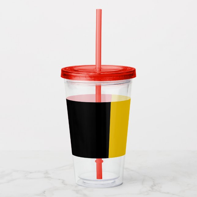 Copo De Acrílico Tumbler Patriótico Acrílico com bandeira da Bélgic (Frente)